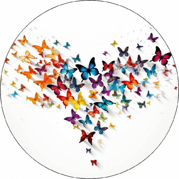 Essbares Papier Herz von Schmetterlingen 19,5cm