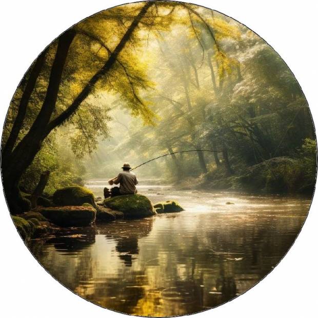 Essbarer Papierfischer auf großem Stein 19,5cm