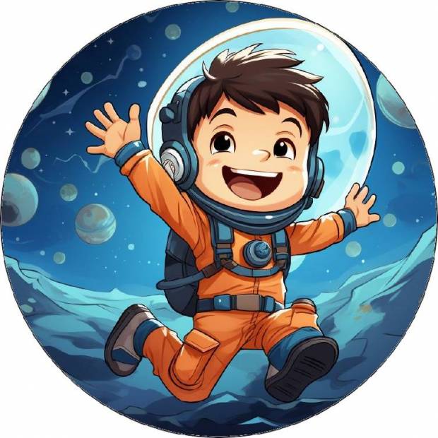 Essbares Papier kleiner Austronaut im Weltraum 19,5cm