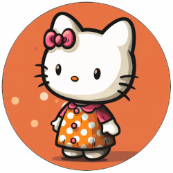 Hello Kitty im orangefarbenen Kleid 19,5 cm
