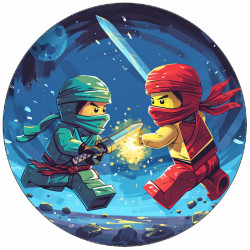 Essbares Papier Ninjago in Weltraumblau Hintergrund 19,5 cm