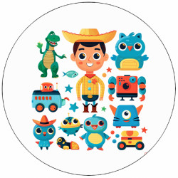 Essbares Papier Toy Story Woody mit Spielzeug-01 19,5 cm