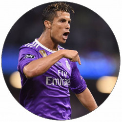 Essbares Papier Cristiano Ronaldo in lila Trikot 19,5 cm