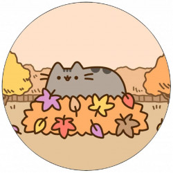 Pusheen essbares Papier auf einem Haufen Blätter 19,5 cm