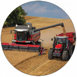 Erntemaschine für essbares Papier auf dem Feld mit Traktor 19,5 cm