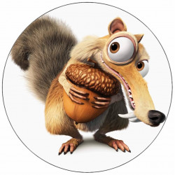 Essbares Papier Eiszeit-Eichhörnchen mit Eichel in der Hand 19,5 cm