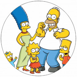 Essbares Papier Simpsons auf weißem Hintergrund 19,5 cm