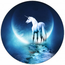 Essbares Papier Einhorn und Mond 19,5 cm