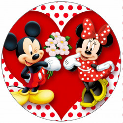 Essbares Papier Mickey und Minnie Liebe 19,5 cm