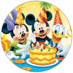 Essbares Papier Mickey, Minnie und Donald Duck Geburtstagsparty 19,5 cm