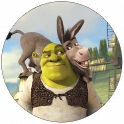 Essbares Papier Shrek und Esel 19,5 cm