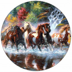 Essbares Papier Pferdeherde im Fluss 19,5 cm