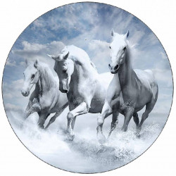 Essbares Papier weiße Pferde in Wellen 19,5 cm