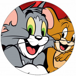Tom und Jerry aus essbarem Papier auf dunklem Hintergrund 19,5 cm