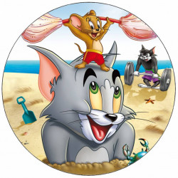Essbares Papier Tom und Jerry am Strand 19,5 cm