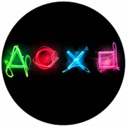 Essbare Papier Playstation Tasten auf schwarzem Hintergrund 19,5 cm