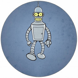 Futurama Bender essbares Papier auf grauem Hintergrund 19,5 cm
