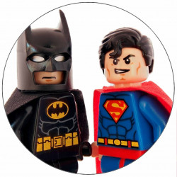 Lego Batman und Superman essbares Papier 19,5 cm