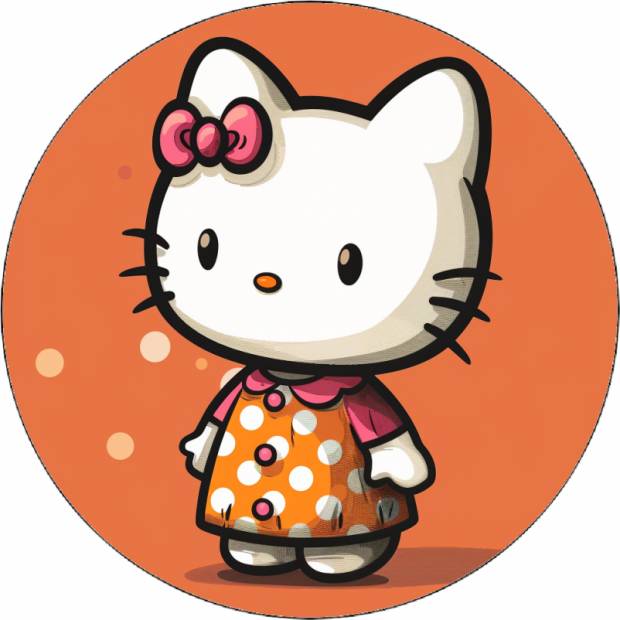 Hello Kitty im orangefarbenen Kleid 19,5 cm