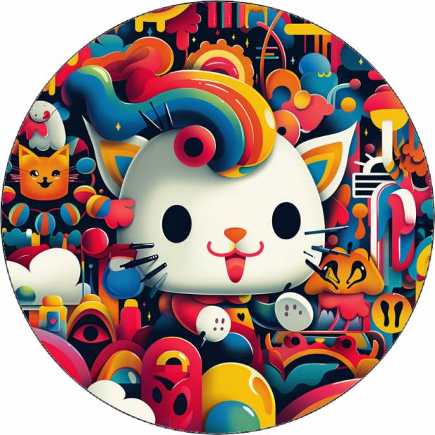 Hello Kitty essbares Papier mit Regenbogen 19,5 cm