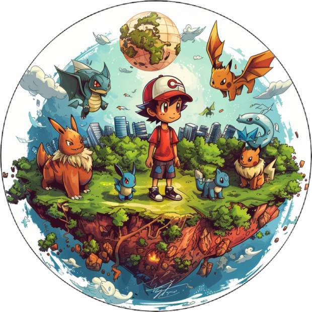 Essbares Papier Pokémon in der Stadt 19,5 cm