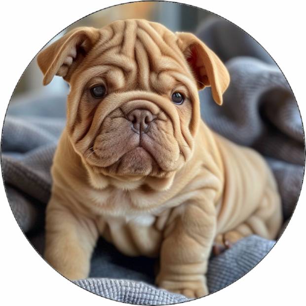 Essbares Papier Bulldogge Welpe Foto 19,5 cm