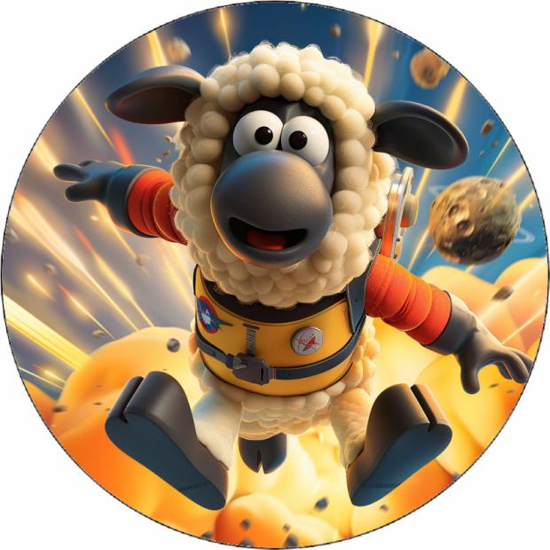 Essbares Papierschaf Shaun im Raum 19,5 cm