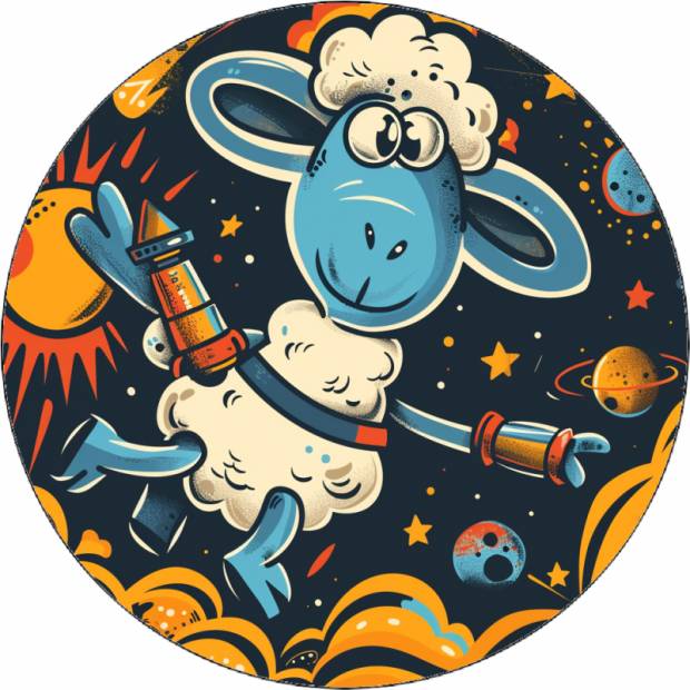 Essbares Papier Schaf Shaun und Planeten 19,5 cm