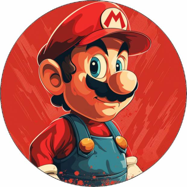 Essbares Papier Super Mario roter Hintergrund 19,5 cm