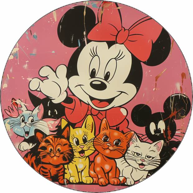 Essbares Papier Minnie und Kätzchen 19,5 cm
