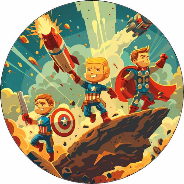 Essbares Papier Avengers-Helden im Kampf 19,5 cm