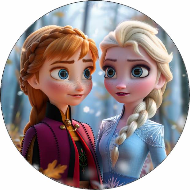 Essbares Papier Anna und Elsa im Wald 19,5 cm