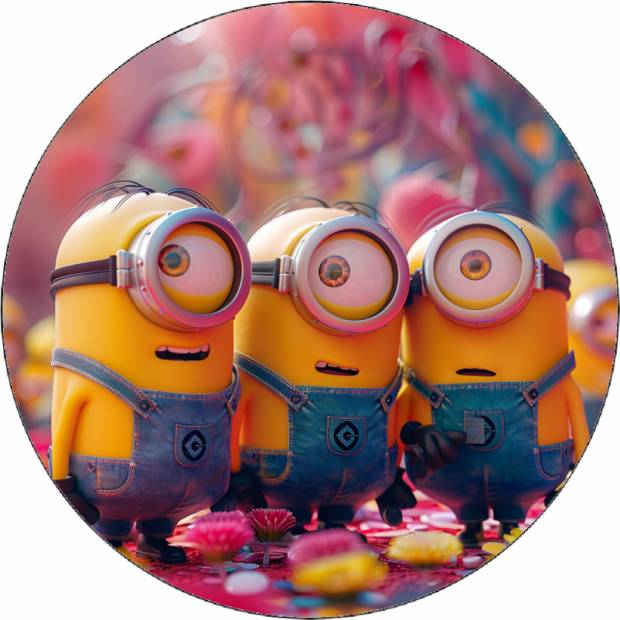 Essbares Papier Mimons mit farbigem Hintergrund 19,5 cm