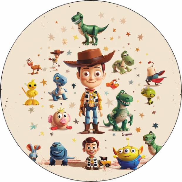 Essbares Papier Toy Story Woody mit Spielzeug-02 19,5 cm
