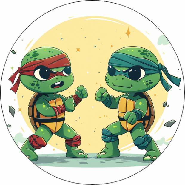 Essbares Papier Ninja-Schildkröte Kampf 19,5 cm