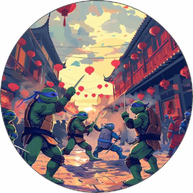 Essbares Papier Ninja Turtles in der Stadt 19,5 cm