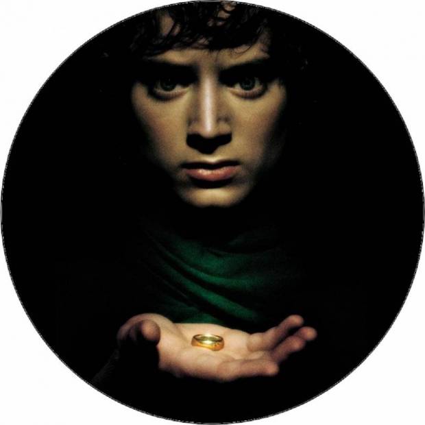 Essbares Papier Herr der Ringe Frodo auf schwarzem Hintergrund 19,5 cm