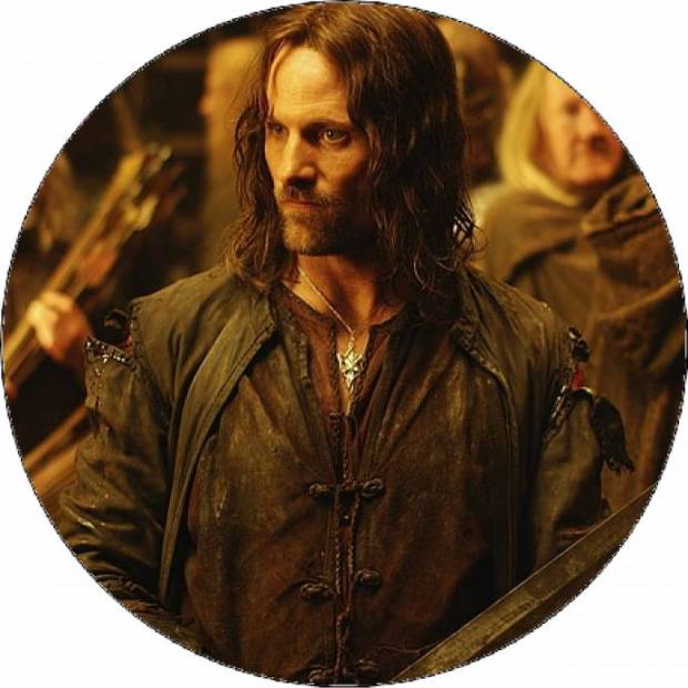 Essbares Papier Herr der Ringe Aragorn mit Kriegern 19,5 cm