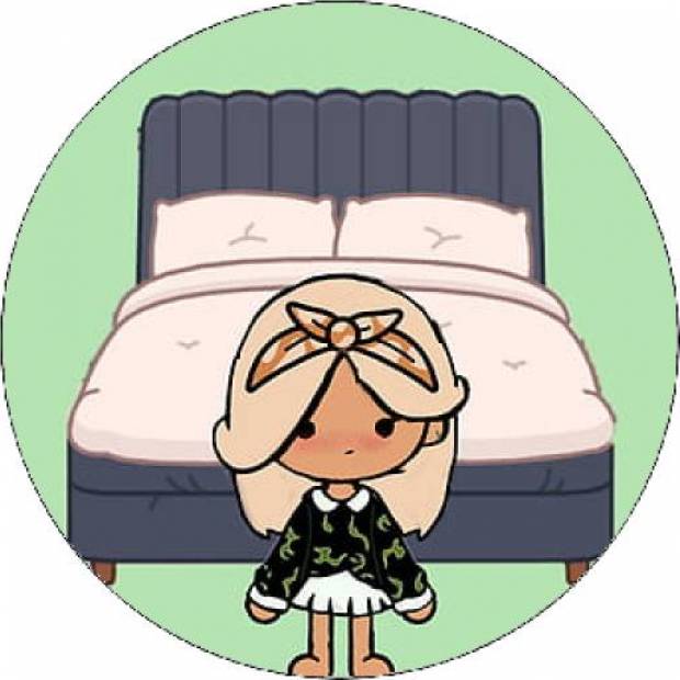 Essbares Papier Toca Boca kleines Mädchen neben dem Bett 19,5 cm