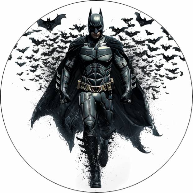 Essbares Papier Batman schwarz-weißes Motiv 19,5 cm