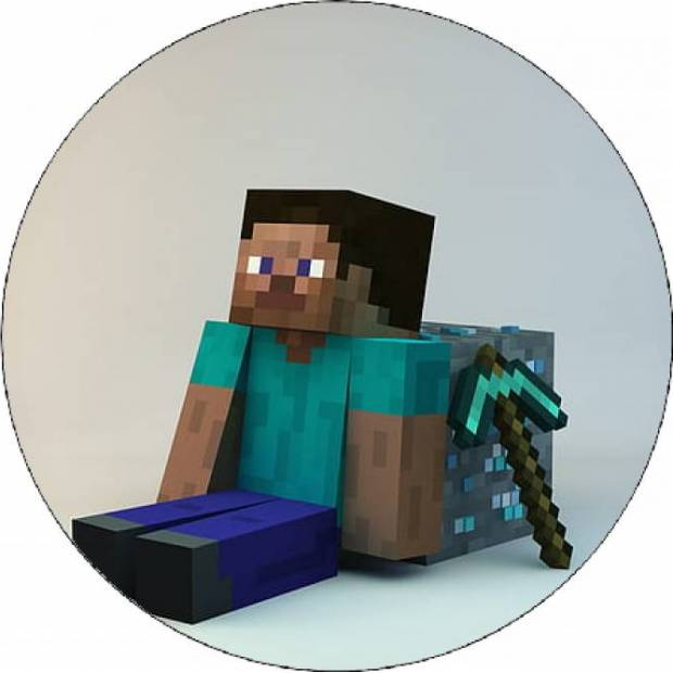Minecraft Steve essbares Papier mit Würfel 19,5 cm