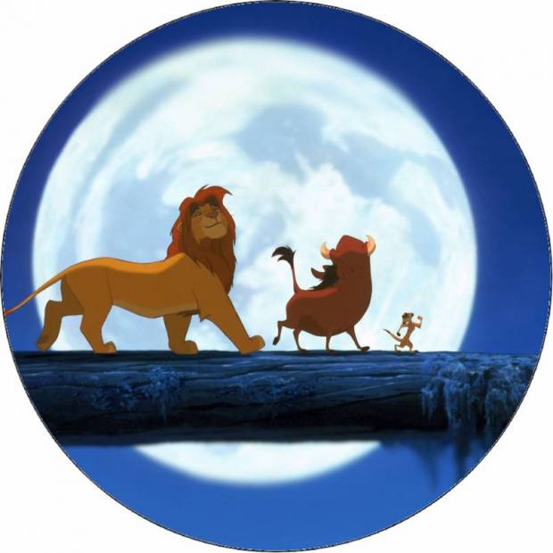 Essbares Papier König der Löwen Simba, Timon und Pumba unter dem Vollmond 19,5 cm