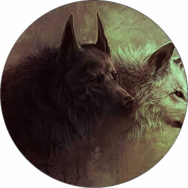 Essbares Papier schwarz und weiß Wolf 19,5 cm