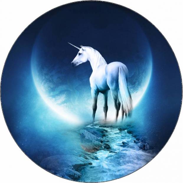 Essbares Papier Einhorn und Mond 19,5 cm