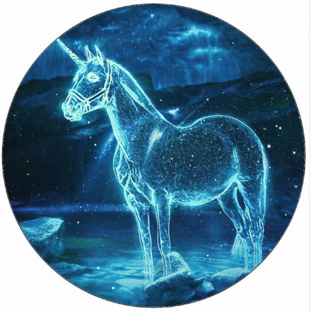 Essbares Papier Neon Einhorn 19,5 cm