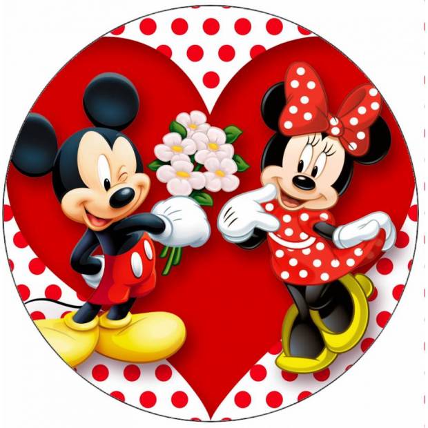 Essbares Papier Mickey und Minnie Liebe 19,5 cm