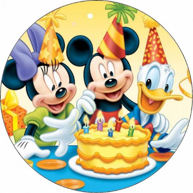 Essbares Papier Mickey, Minnie und Donald Duck Geburtstagsparty 19,5 cm