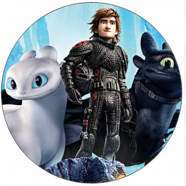 Essbares Papier How to train a dragon Hiccup and dragons 19,5 cm