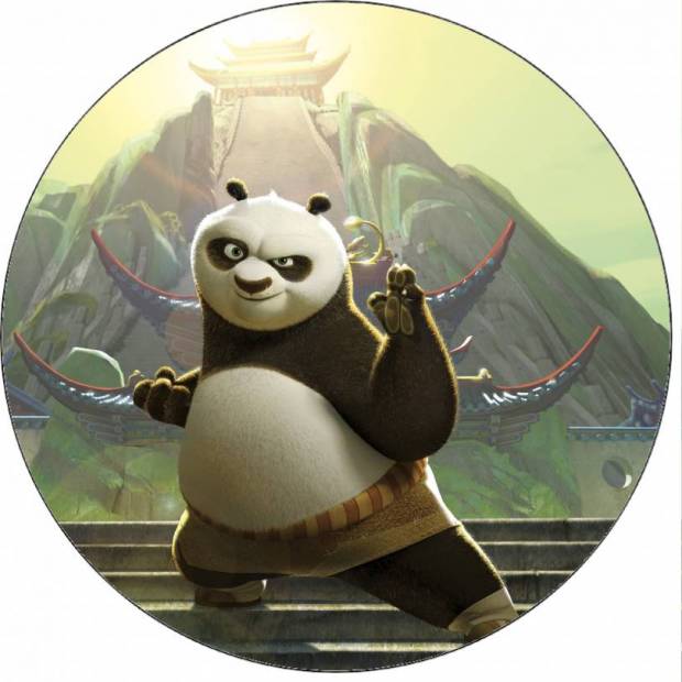 Essbares Papier Kung Fu Panda Po bei der Übung 19,5 cm