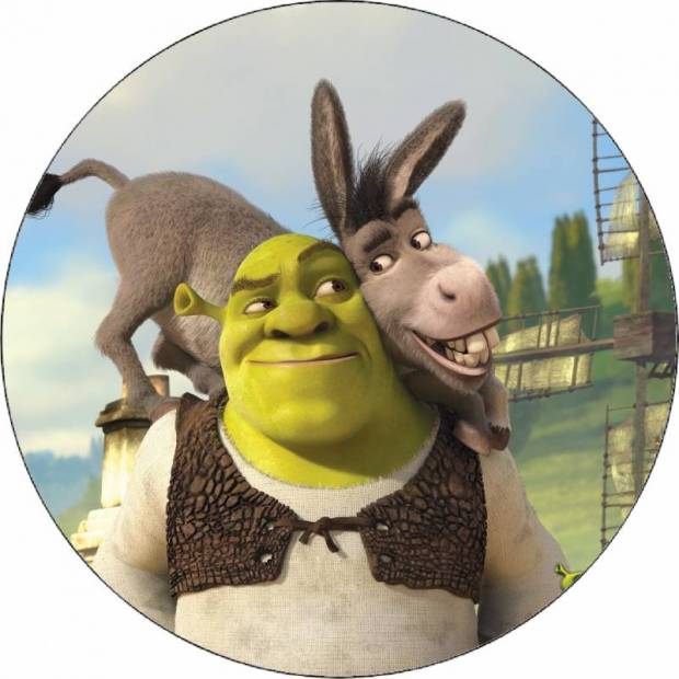 Essbares Papier Shrek und Esel 19,5 cm